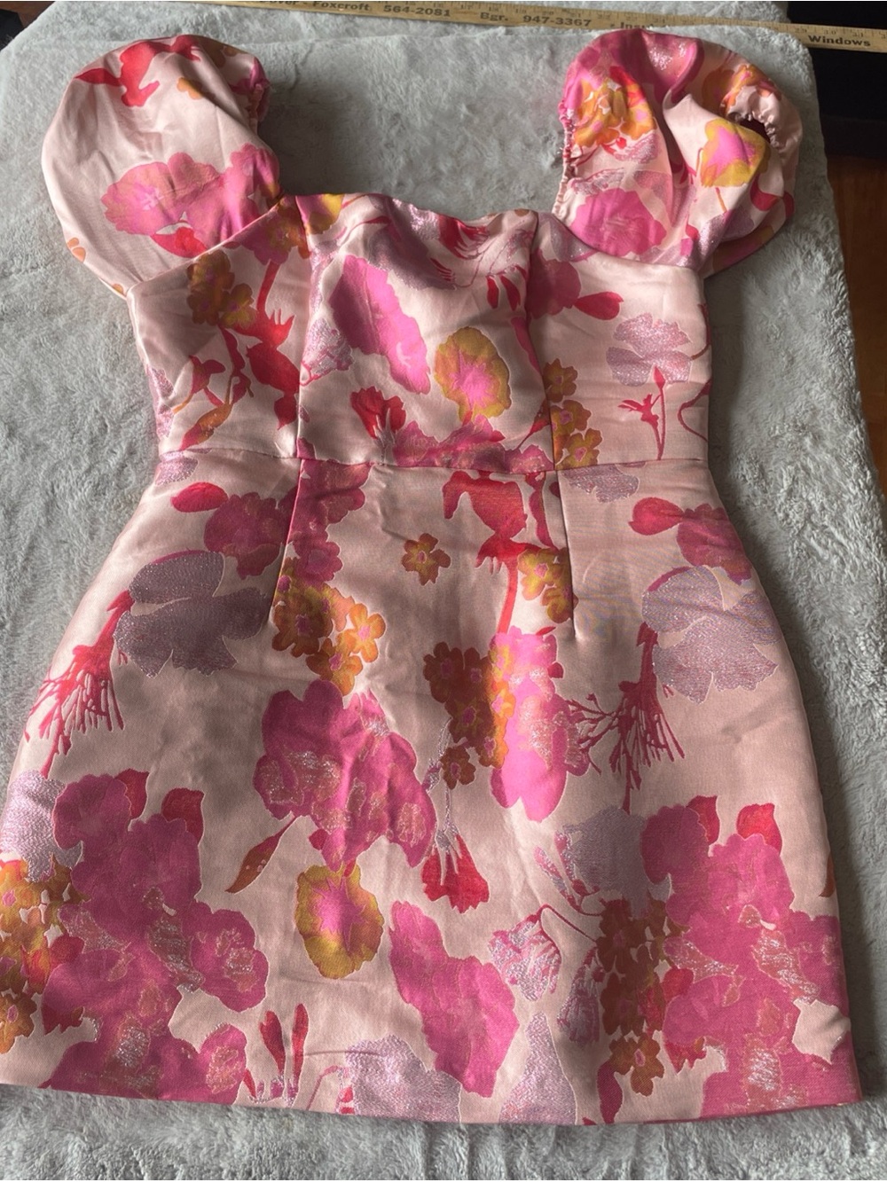 Lulu's Pink Floral Puff-Sleeve Mini Dress size L